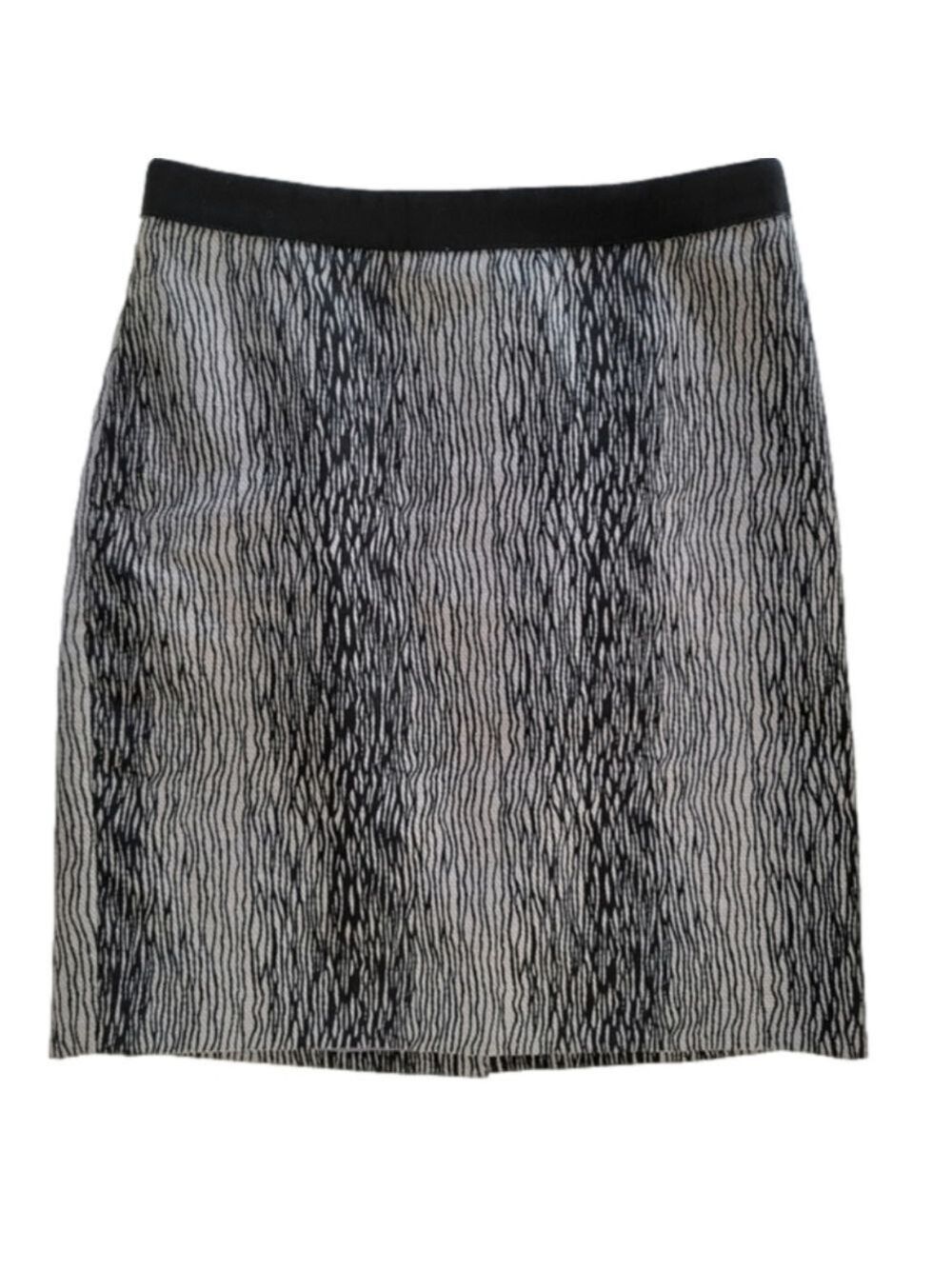 Ann Taylor Woman's Black and Silver Gray Pencil Skirt Size 2 Petite EUC